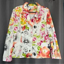 Coldwater Creek Sz‎ XL Spring Floral Print Blazer Jacket Stretch Rare Easter
