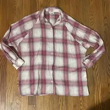 ASOS  button down plaid flannel shirt red white size 4