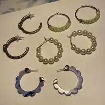 Lot Of 4 Women’s Hoop Costume Earrings Pierced Mix - Hoops