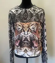 Graphic Tiger Print Long Sleeve Top