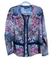 Tolani Womens Size Medium Multicolor Floral Abstract Print Button Up Blouse