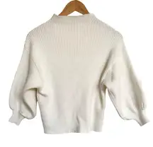 Anthropologie Line & Dot Ribbed Mock Neck Shirt Sweater XS Ivory Cream White