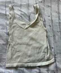 Gypsy + Jade Ribbed V-Neck Tank Top Women’s L/XL Cream Stretch Casual Basic