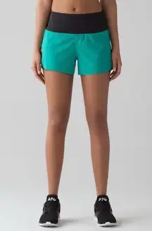 Lululemon Smooth Stride Short Viridian Green Black Women’s Shorts Size 6