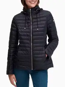 Kate Spade Packable Puffer Jacket Duck Down Feathers Black Pink Extra Small XS