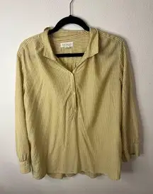 VELVET BY GRAHAM AND SPENCER Yellow and White Striped Top Size Large