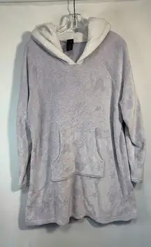 Disney Women's Fleece Soft Robe Hoodie Purple Fux Fur Long Sleeve Large