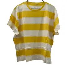 Everlane The Organic Cotton Box-Cut Tee Shirt in Yellow‎ Stripe Sz XXXL NEW