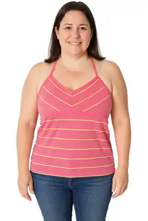 Excellent Arizona Jean Co Juniors Pink Striped Halter Neck Top Size Medium