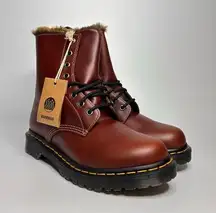 Dr. Martens 1460 Serena Combat Boots in Brown Abruzzo Waterproof Leather