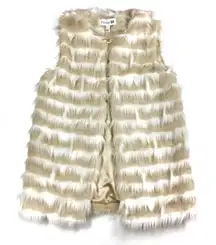Forever 21 Ivory Long Faux Fur Vest