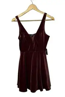 EXPRESS  Purple Velvet Deep V-Wire Skort Dress Women's Small NEW