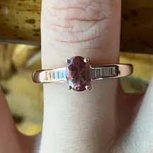 Rose Apatite Moissanite Sterling Silver Ring Size 8.25