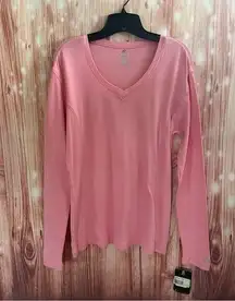 Russell Athletic Pink Long Sleeve V Neck T Shirt