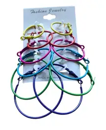 Graduated Multicolor Rainbow Hoops Set of 6 - Versatile Spring Gift Retro 80s