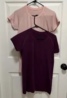 Lululemon Woman's Swiftly Tech Short Sleeved Purple and Pink Size 8 - Set of 2