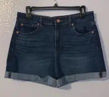 No Boundaries  blue stretchy high rise denim jean shorts