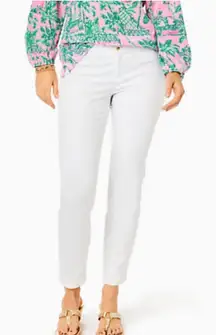 Lilly Pulitzer Kelly White Textured Ankle Length Skinny Pant Resortwear Size 8