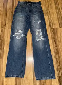 Aeropostale 90's Baggy Jeans Women's 2R Straight Light Wash High Distressed