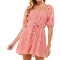 NWT Be Bop Women's Pink Smocked Wide-Neck Puff-Sleeve Romper Juniors Size XL