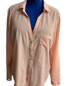 MAURICES, Women’s Peach Sparkly Top, Size 2X, Button Down, Long cuffed Sleeve,