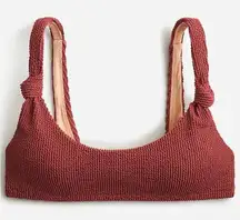 J. Crew Scrunchie‎ Knotted Scoop Neck Textured Bikini Top in Chimney Sz XXL NEW