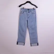 Kate Spade Women's Wide Leg Cuffed Hem Cotton Stretch Denim Jeans Pants Blue 26