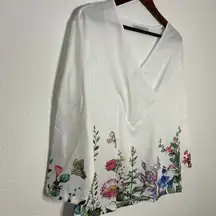Misslook white floral v neck top
