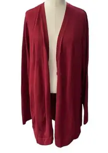 J JILL Women’s Open Front Wool Blend Burgundy Cardigan Size Medium