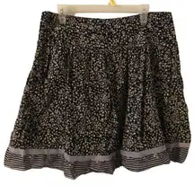 Black Mini Lined Floral Casual Fall Boho Flowy Women’s Size XL Skirt