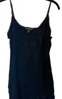 Bebe Black Sequence and Embroidered Y2K Camisole Top