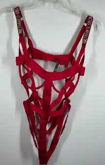 C3 -- Victoria's Secret strappy bondage teddy rhinestone size extra large