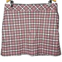 Izod Women’s Size 12 Red White Blue Green Checkered Plaid Golf Skirt Skort