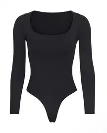 Essentials Bodysuits; Long Sleeve Scoop Neck Bodysuit - Onyx (L/XL)