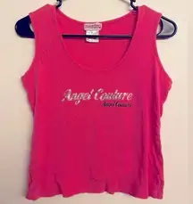 Vintage Y2K DO NOT DISTURB Angel Couture Pink Ribbed Tank