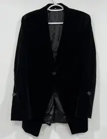 FRAME Womens Velour Blazer Jacket 4 Black Career Single Button Lined Velvet