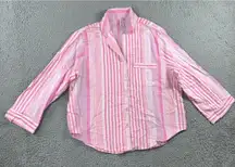 Victorias Secret PINK Pajama Top Women XL Button Front Long Stripped Long Sleeve