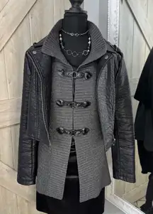 Hannah Grey Knitted Sweater Vest with Faux Leather Toggle Closures