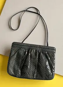 SAKS FIFTH AVENUE Vintage Gray Snakeskin Clutch Shoulder Handbag