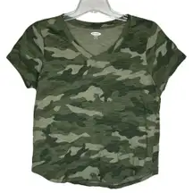 Old Navy Shirt Womens Medium Green Camouflage Everywear Cropped Basic Casual‎