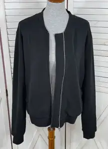 Victoria’s Secret Sport Embroidered Back Full Zip Sweatshirt Jacket Black Large