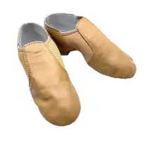 Dance Class Split Sole Jazz Boot Leather Dance Shoes 5 Spandex Inserts Caramel