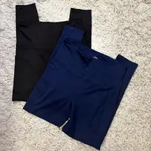 Daisy Fuentes 2 Pairs Athletic Fit Leggings  Black/Blue Size M