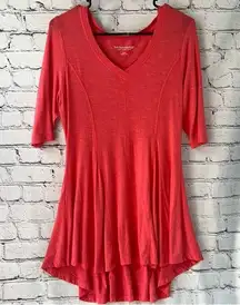 Soft Surroundings  Amelia V-Neck Flowy Tunic Top Coral Peach Color Size Small