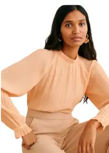 Sézane - Sibie Blouse Pink Pleated Long Sleeve Size 34 (US 2/XS)