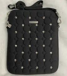 Rebecca Minkoff Black Quilted Studded Neoprene iPad Tablet Crossbody Bag