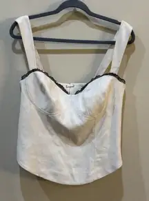 Reformation Alisa Corset Top Lace Up Back Size 10 MSRP $168 Ivory Lace Coquette