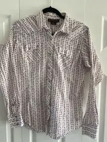 Ariat Women's Medium Purple Diamond Print Pearl Snap‎ Western Rockabilly Rodeo