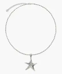 En Route Silver Starfish Necklace In Silver