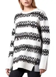 All Saints Sweater Women XS Ivory Gray Wool Alpaca Knit Nordic Catalina‎ Jumper